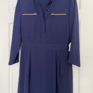 THEORY Silk Mini Dress, Size 4, Navy Blue